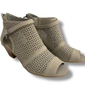 NEW Easy Street Carrigan Sandals Taupe Cut out Booties Open Toe Block Heel Shoes